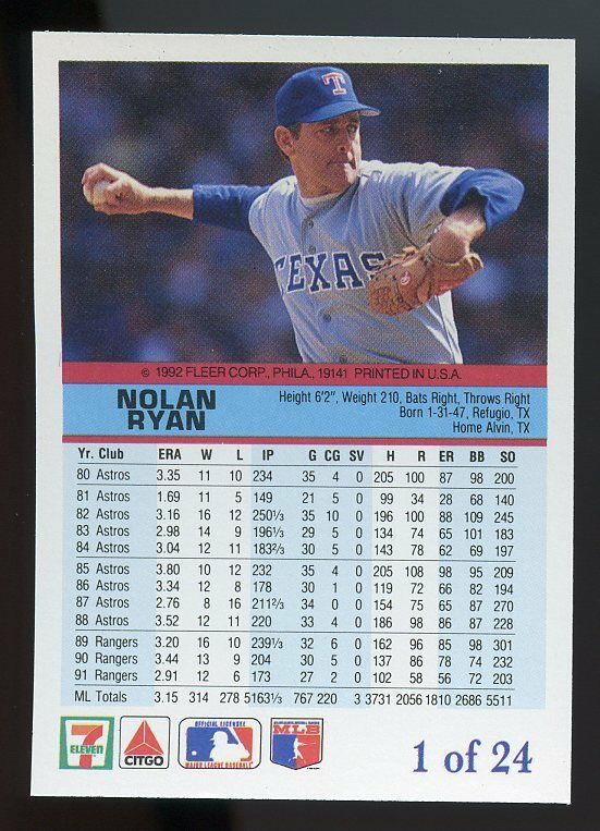 1992 fleer citgo the performer #1 NOLAN RYAN texas rangers Image 2