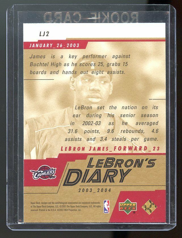 2003-04 Upper Deck Lebron's Diary Lebron James #LJ2 Rookie Card Image 2