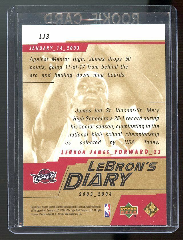 2003-04 Upper Deck Lebron's Diary Lebron James #LJ3 Rookie Card Image 2