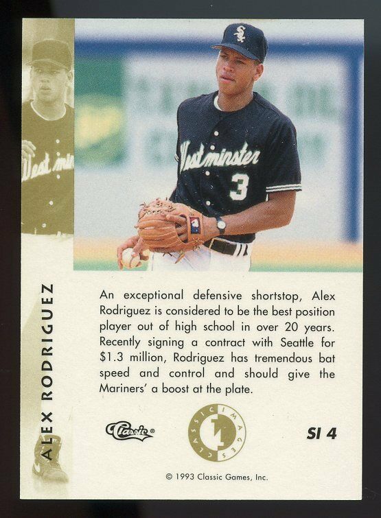 1993 images four sport sudden impact #SI4 ALEX RODRIGUEZ minors ROOKIE card Image 2