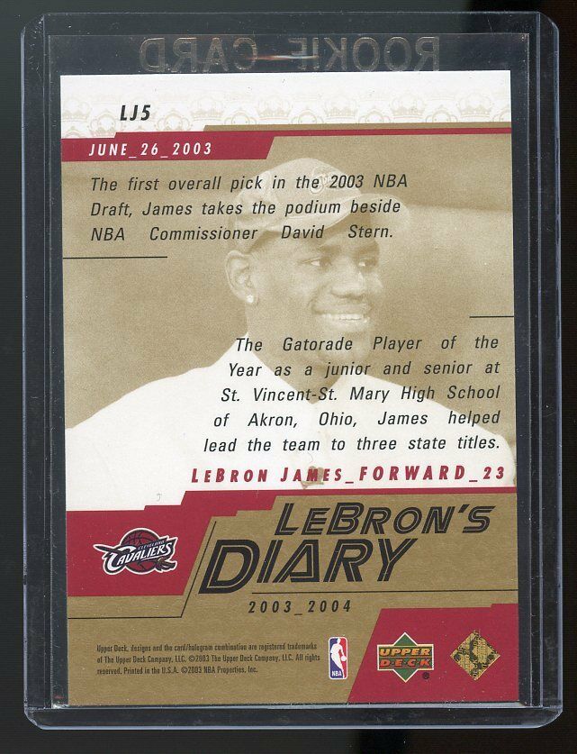 2003-04 Upper Deck Lebron's Diary Lebron James #LJ5 Rookie Card Image 2