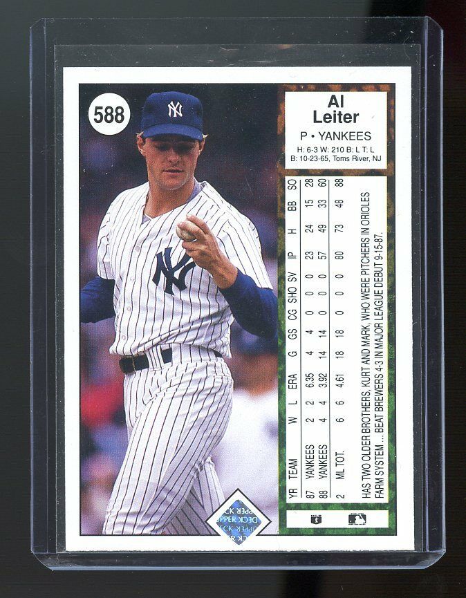 1989 Upper Deck #588 Al Leiter New York Yankees Rookie Card –