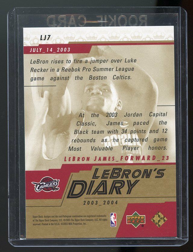 2003-04 Upper Deck Lebron's Diary Lebron James #LJ7 Rookie Card Image 2