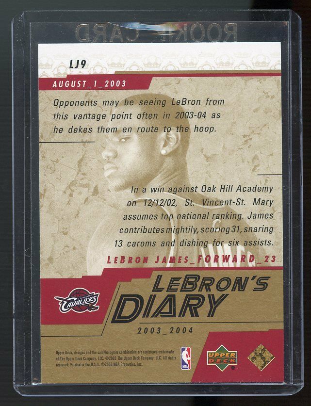 2003-04 Upper Deck Lebron's Diary Lebron James #LJ9 Rookie Card Image 2