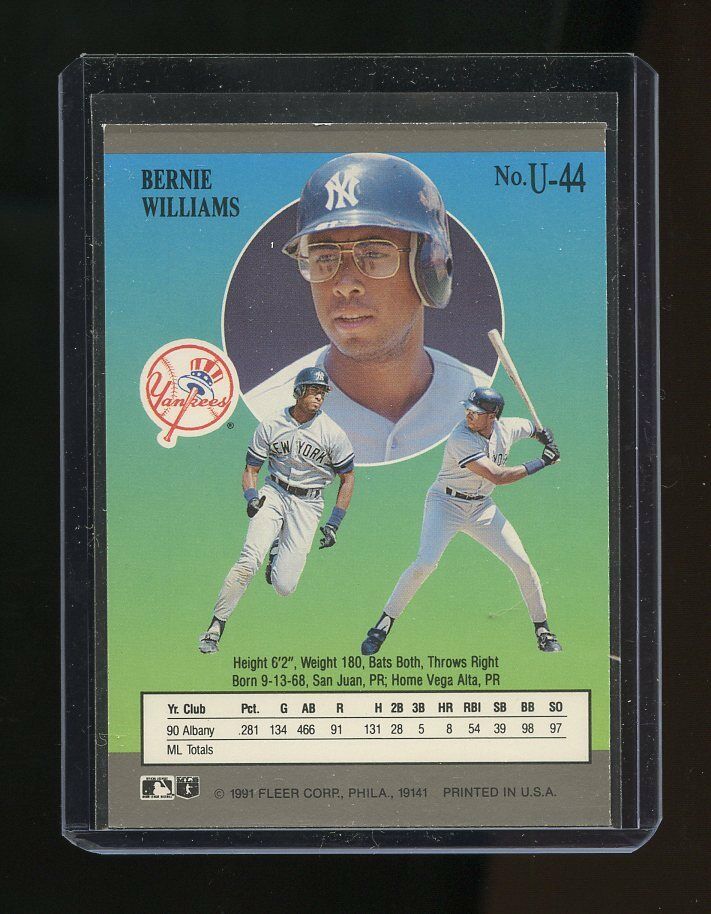 1991 Ultra Update #U-44 Bernie Williams New York Yankees Rookie Card Image 2