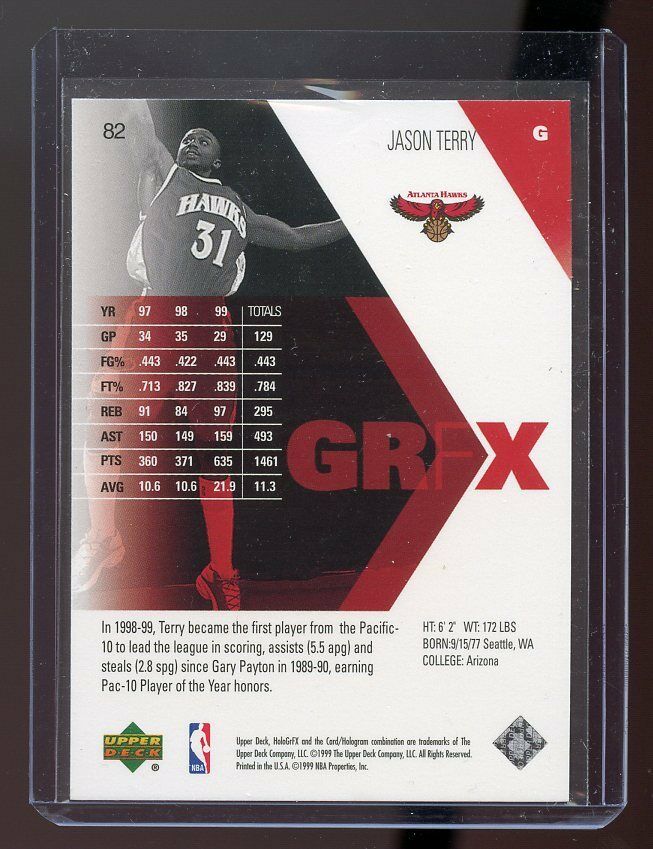 1999-00 Upper Deck HoloGrFX #82 Jason Terry Atlanta Hawks Rookie Card Image 2