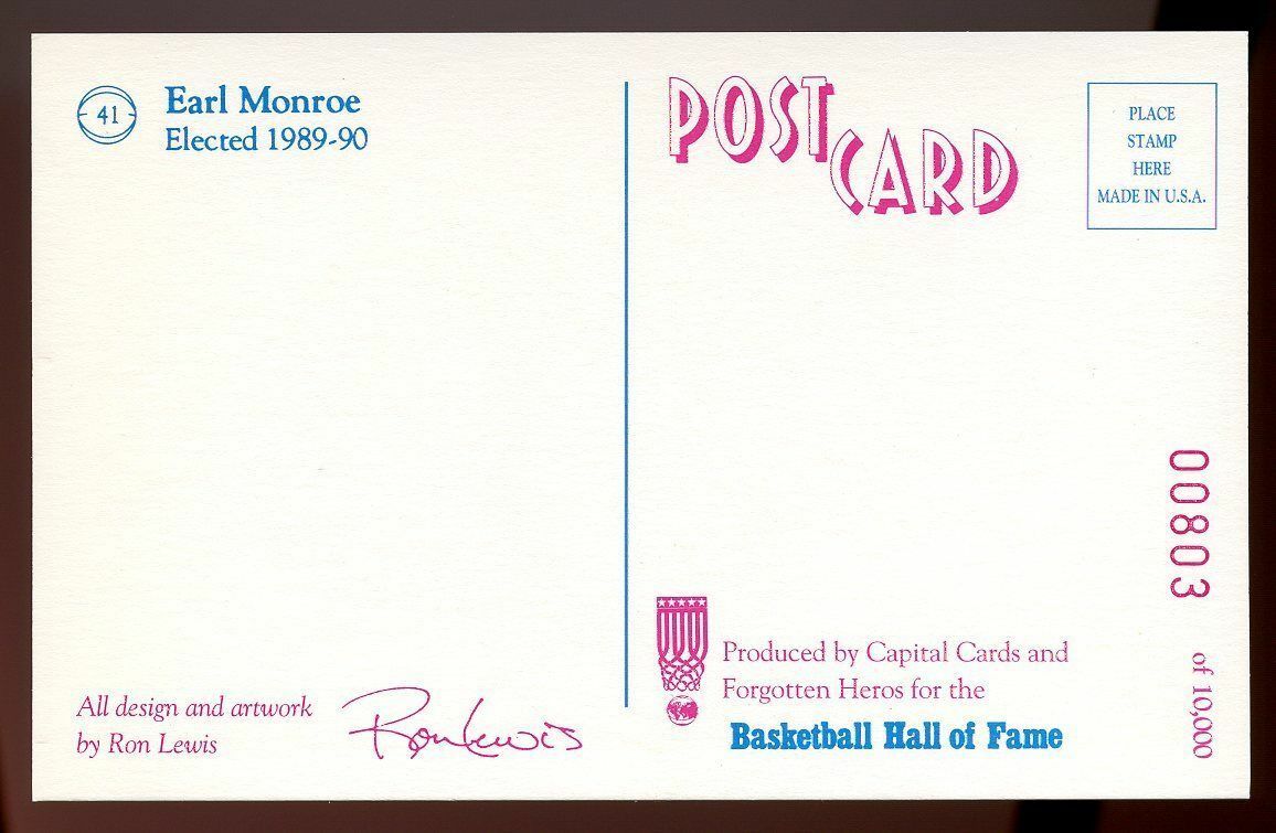 1992-93 Center Court #41 Earl Monroe /10,000 Collectible Post Card Image 2