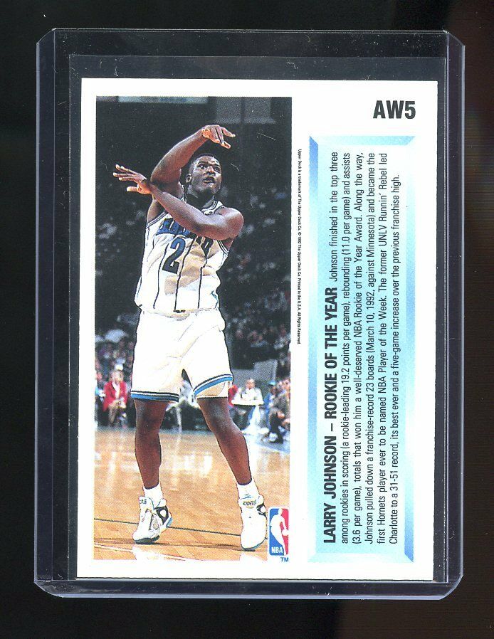 1992-93 UD Award Winners  #AW5 Larry Johnson Charlotte Hornets Rookie Card Image 2