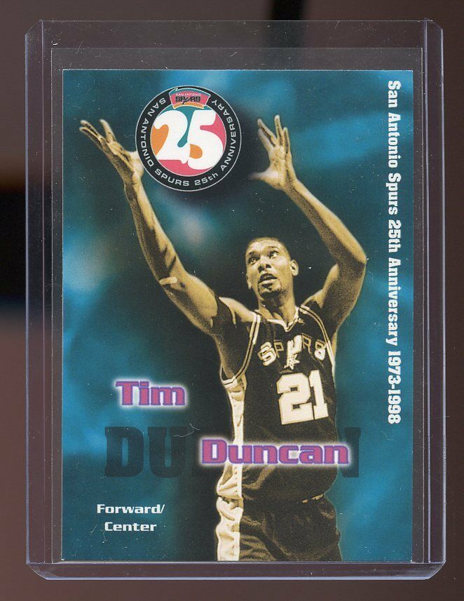 1998 San Antonio Spurs 25th Anniversary #25-03 Tim Duncan RARE SGA 2nd Year Card Image 1