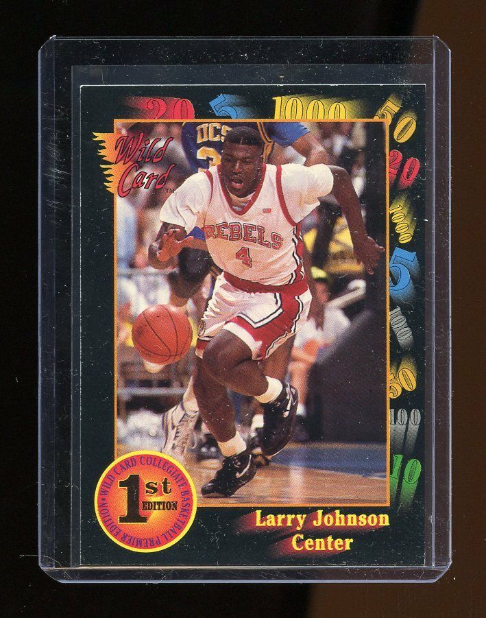 1992 1st Edition Wild Card #24 Larry Johnson UNLV Rebels Rookie Card Image 1