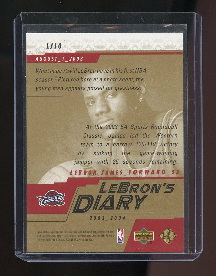 2003-04 Upper Deck Lebron's Diary Lebron James #LJ10 Rookie Card Image 2