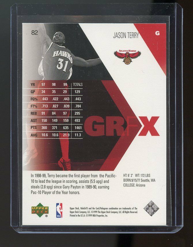 1999-00 Upper Deck HoloGrFX #82 Jason Terry Atlanta Hawks Rookie Card Image 2