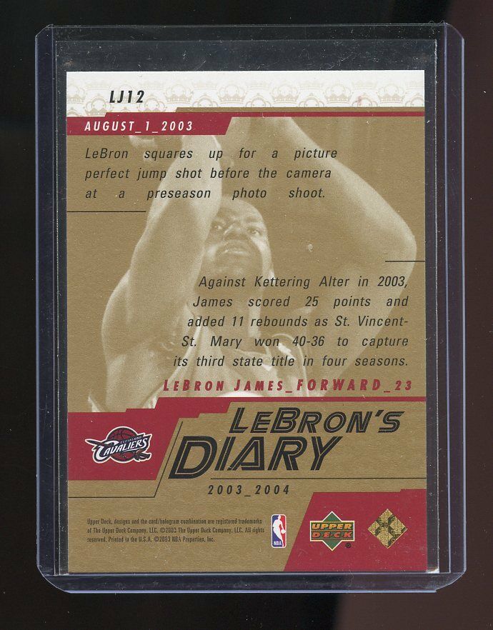 2003-04 Upper Deck Lebron's Diary Lebron James #LJ12 Rookie Card Image 2