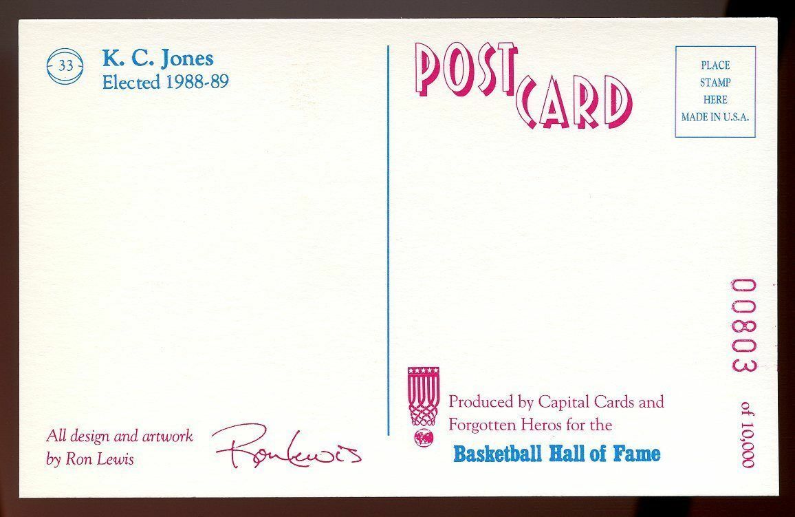 1992-93 Center Court #33 K.C. Jones /10,000 Collectible Post Card Image 2