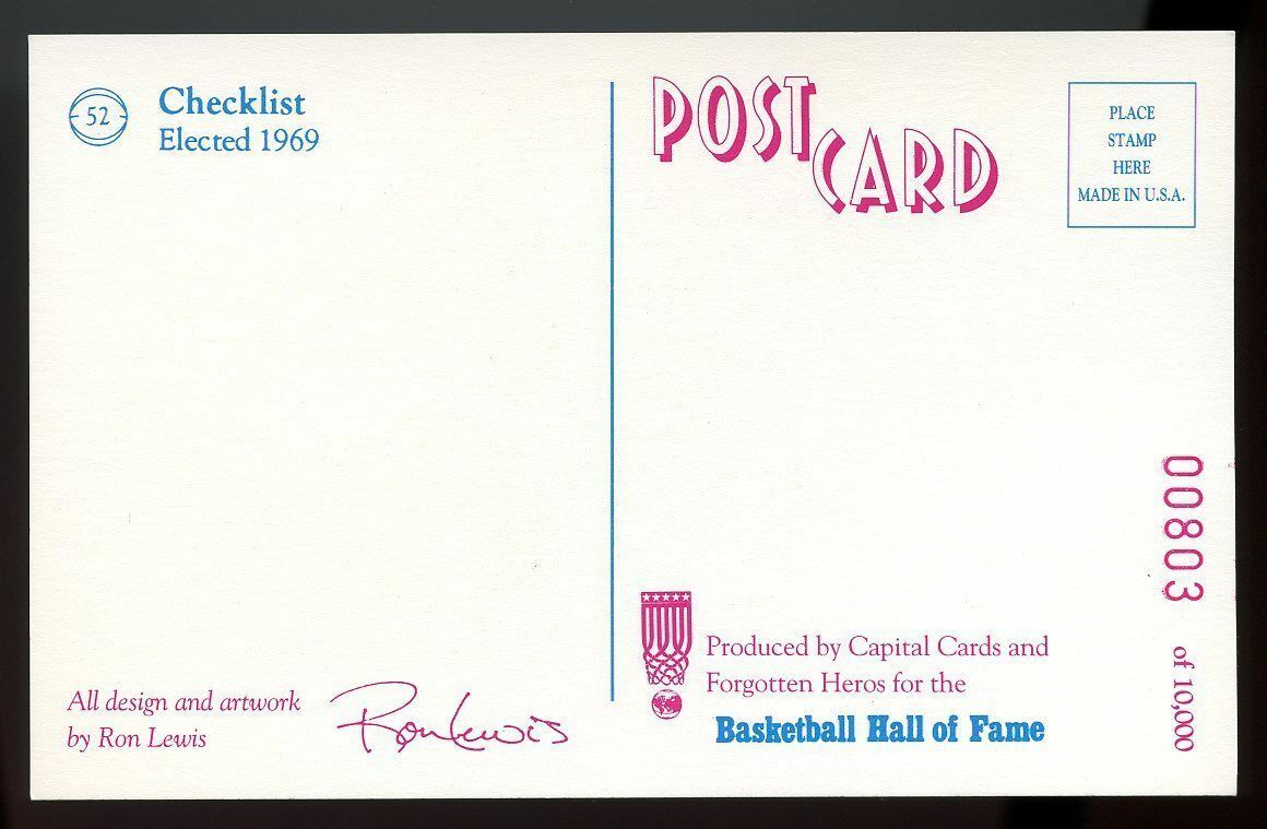 1992-93 Center Court #52 Checklist Card /10,000 Collectible Post Card Image 2