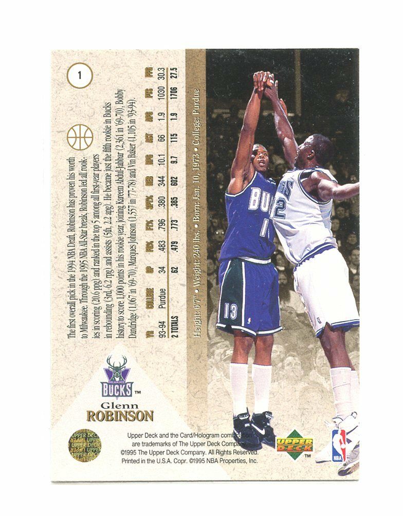 1994-95 SP Premier #1 Glenn Robinson Bucks Rookie Card Image 2