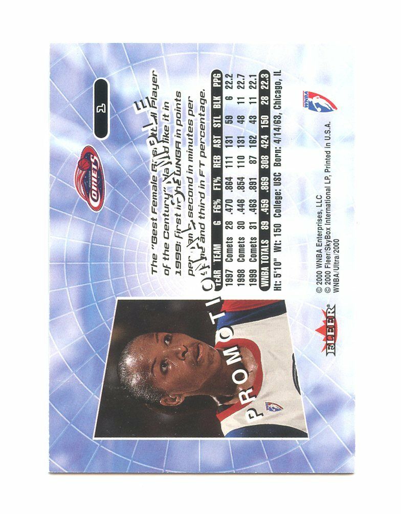 2000 Fleer Ultra WNBA Promotional Sample #1 Cynthia Cooper Houston Comets Card Image 2