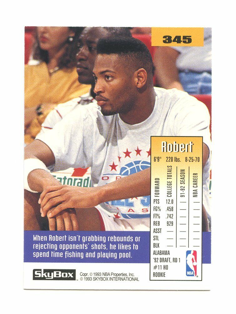 1992-93 SkyBox #345 Robert Horry Houston Rockets Rookie Card Image 2