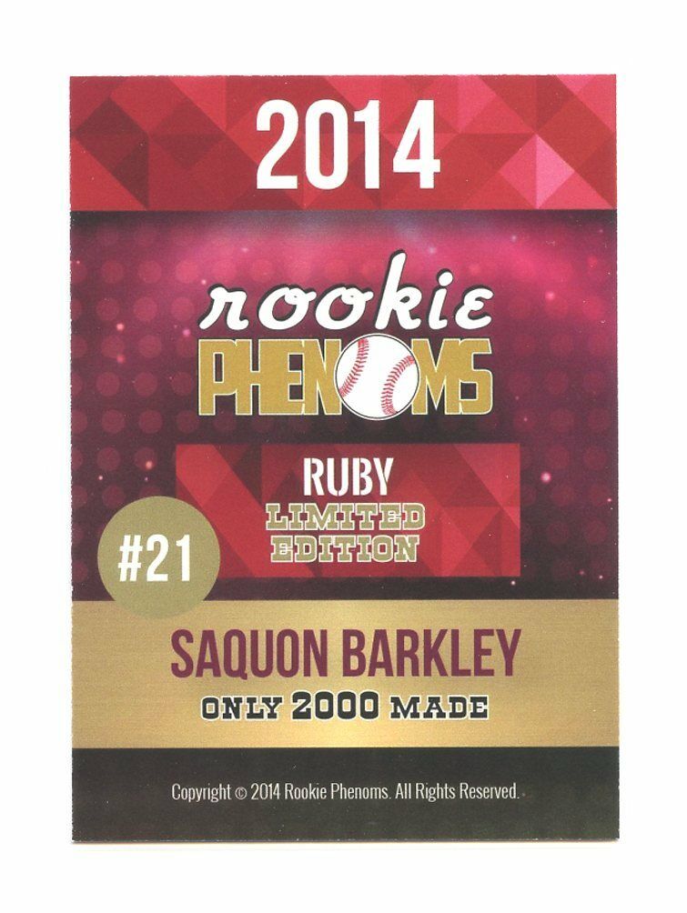 2014 Rookie Phenoms Ruby Limited #21 Saquon Barkley New York Giants Rookie Card Image 2