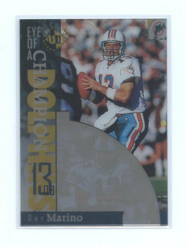 1998 UD3 #35 Dan Marino Miami Dolphins Eye of a Champion Card Image 1