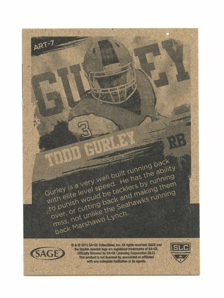 2015 Sage Artistry #ART7 Rams Todd Gurley Rookie Card Image 2