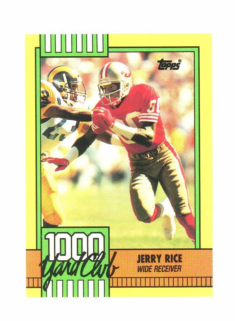 1990 Topps 1000 Yard Club #1 Jerry Rice 49ers Card Image 1