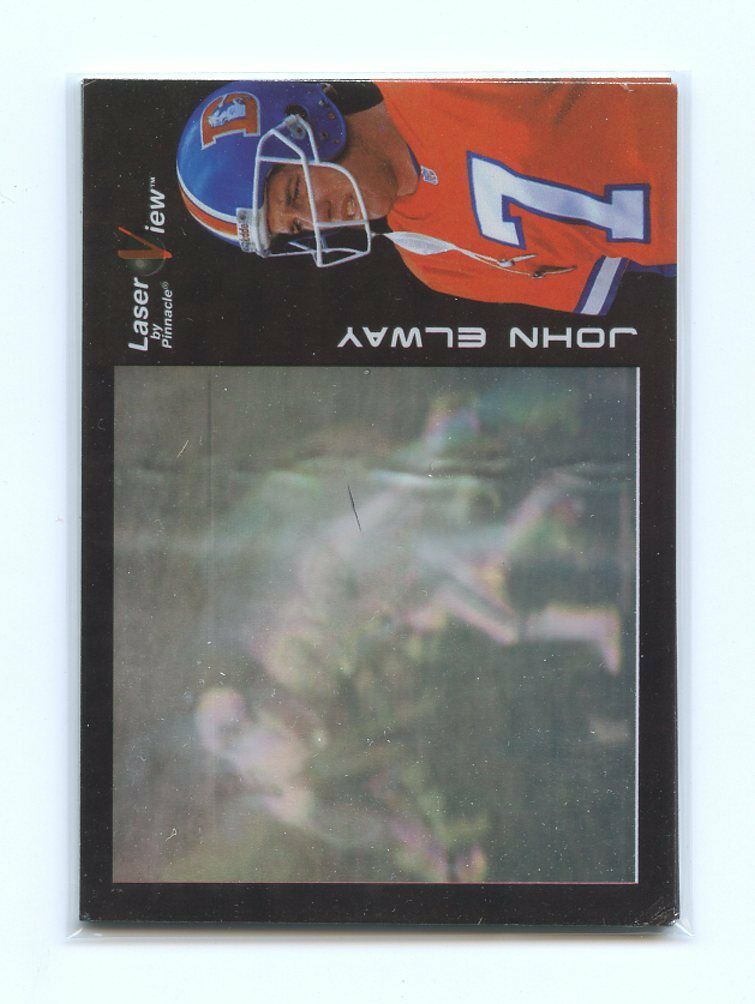 1996 Pinnacle Laser View Promos #5 John Elway Denver Broncos Promo Card Image 1