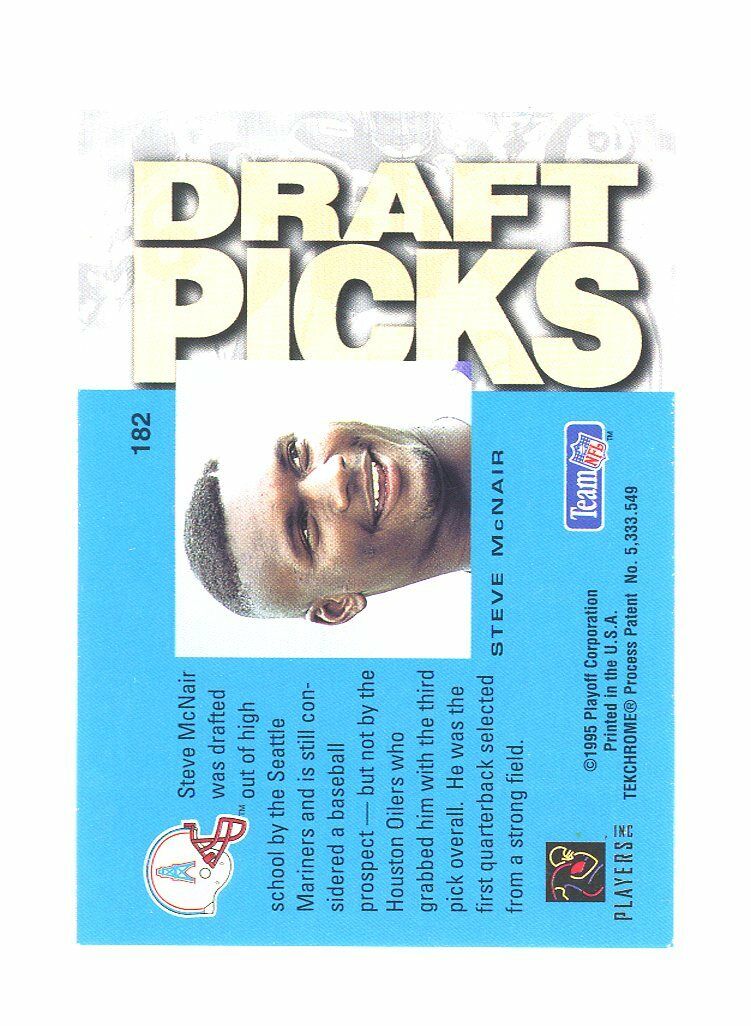 1995 Playoff Absolute Draft Picks #182 Steve McNair Houston Oilers Rookie Card Image 2