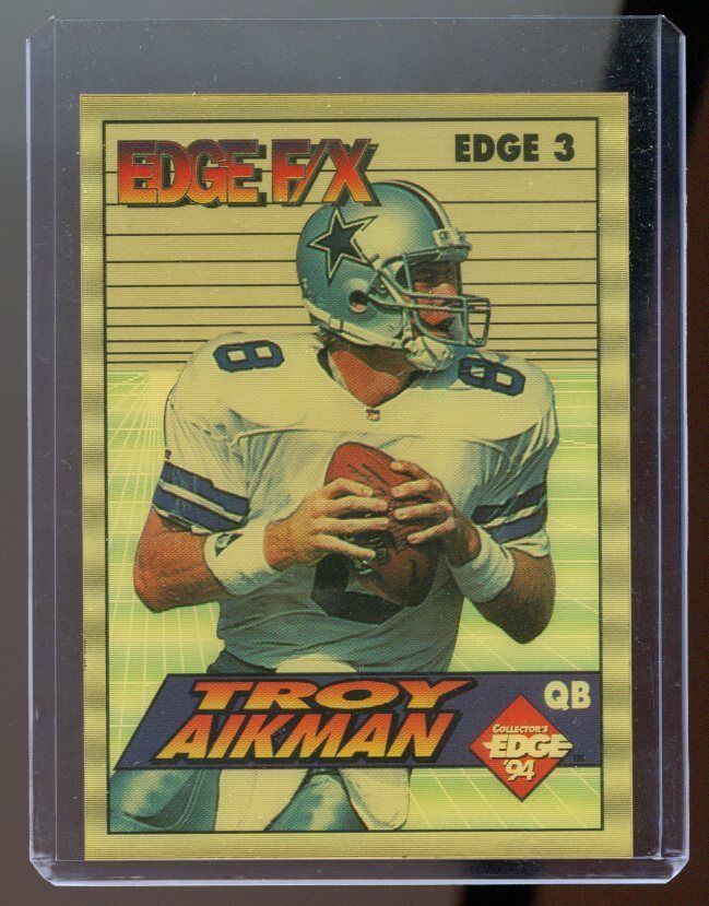 1994 Collector's Edge Silver Blank Back FX #3 Troy Aikman Dallas Cowboys Card Image 1