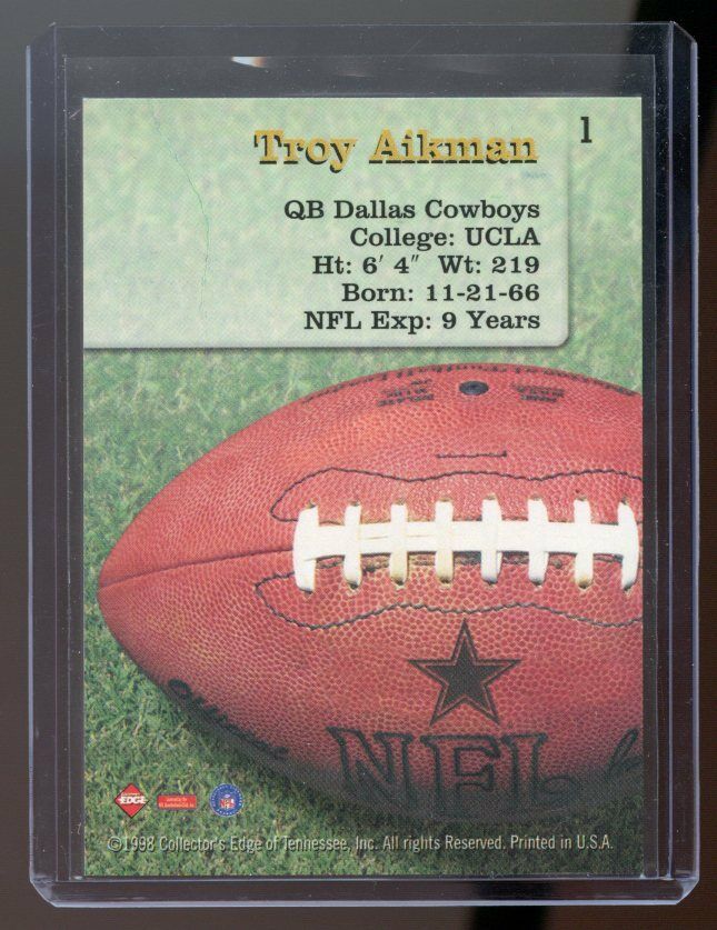 1998 Collector's Edge Successors #1 Troy Aikman Dallas Cowboys Image 2