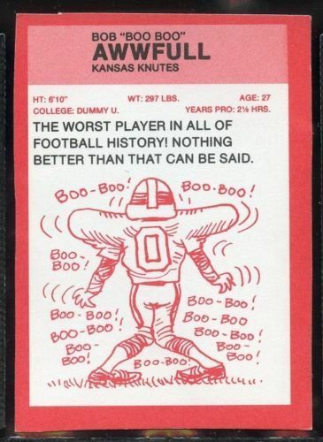 1990 SUNKIST Fruit Snacks NFL Parody Card #25 BOB BOO AWWFULL KNUTES kansas Image 2