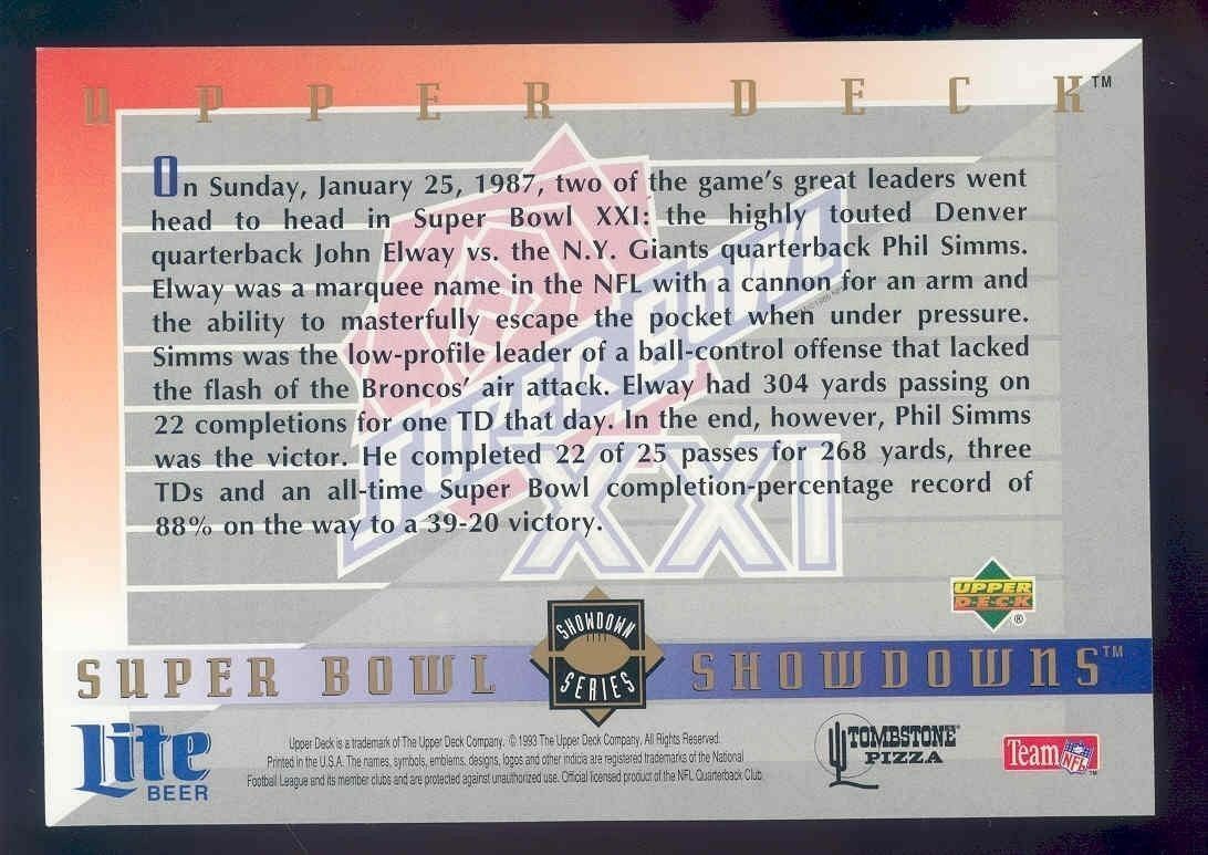 2003 Upper Deck Super Bowl Showdowns Lite/Tombstone #4 John Elway Phil Simms Image 2