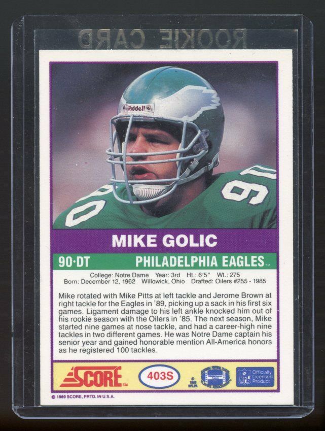 1989 Score Supplemental #403S Mike Golic Philadelphia Eagles ESPN Rookie Card Image 2