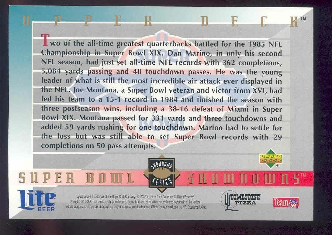 2003 Upper Deck Super Bowl Showdowns Lite/Tombstone #5 Joe Montana Dan Marino Image 2