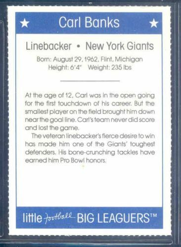 1990 Little Big Leaguers Carl Banks Giants Little League Photo Image 2