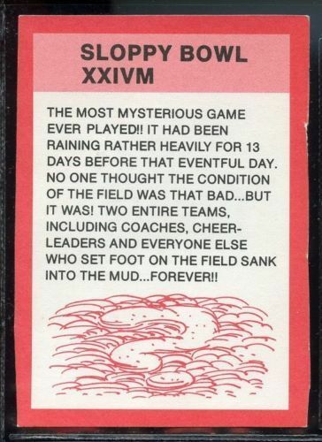 1990 SUNKIST Fruit Snacks NFL Parody Card #10 SLOPPY BOWL XXIVM Image 2