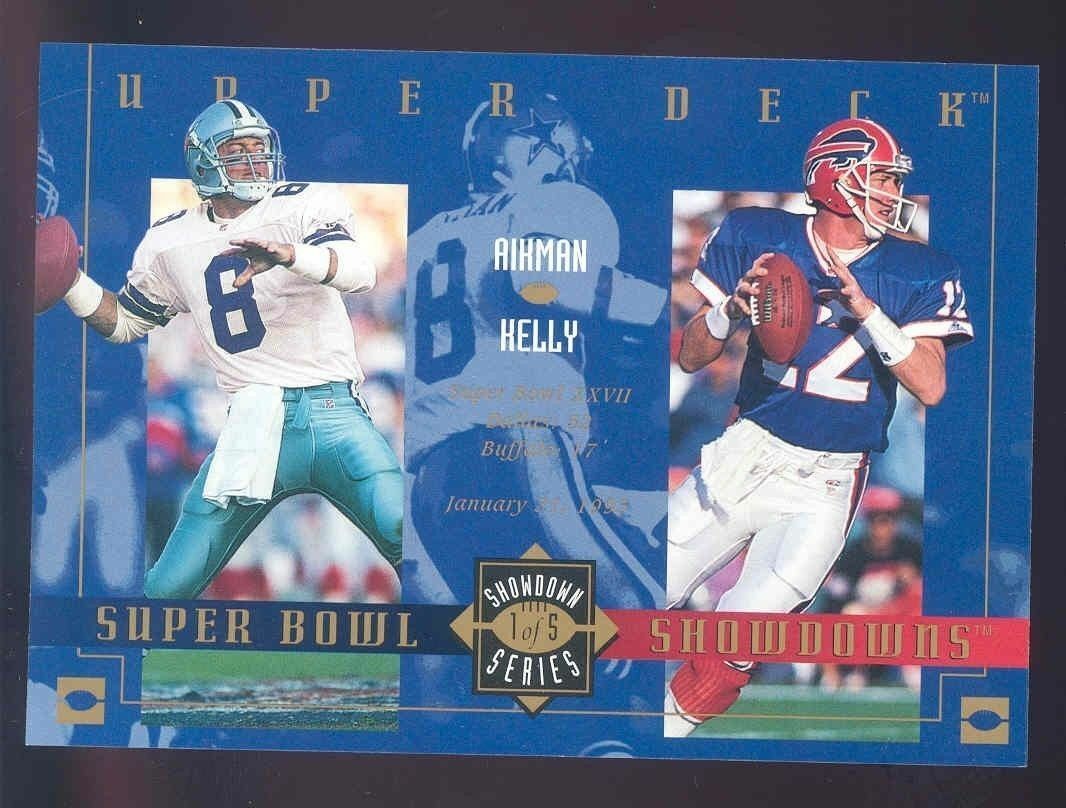 2003 Upper Deck Super Bowl Showdowns Lite/Tombstone #1 Troy Aikman Jim Kelly Image 1