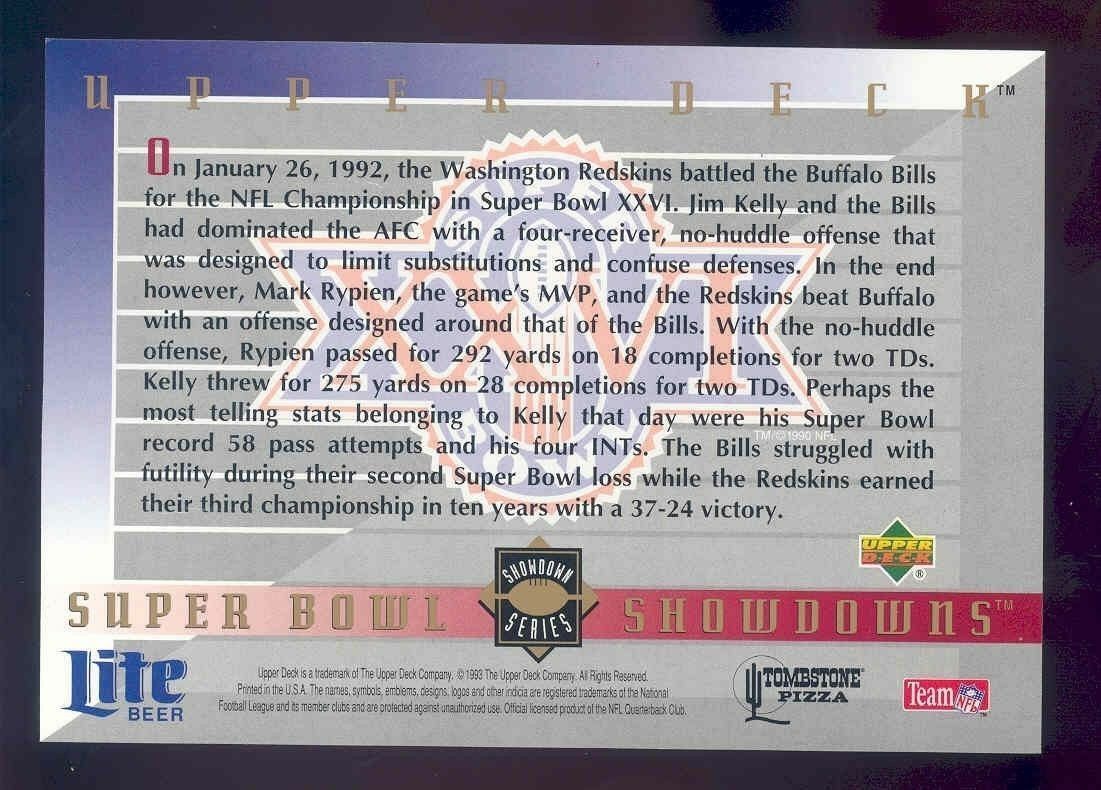 2003 Upper Deck Super Bowl Showdowns Lite/Tombstone #2 Jim Kelly Mark Rypien Image 2