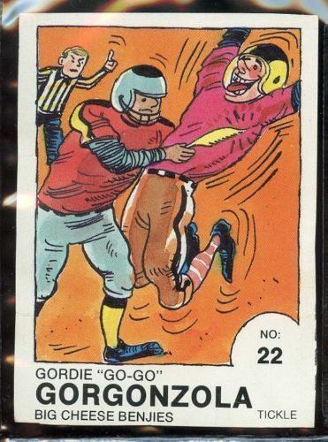 1990 SUNKIST Fruit Snacks NFL Parody Card #22 GORDIE GO GO GORGONZOLA benjies Image 1