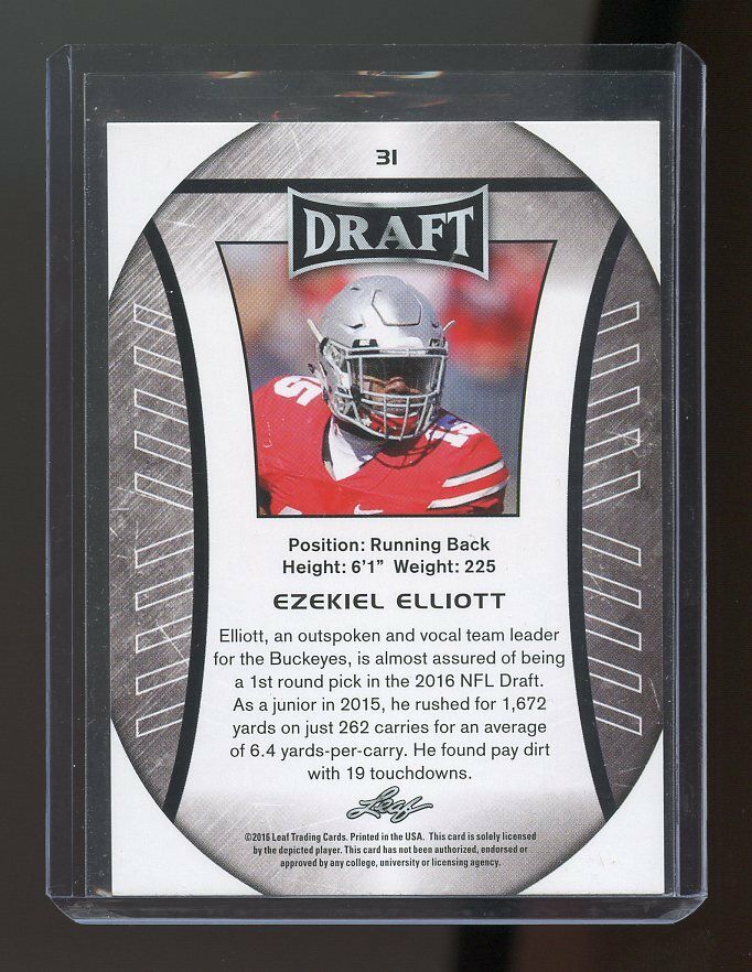 2016 Leaf Draft #31 Ezekiel Elliott Dallas Cowboys Rookie Card Image 2