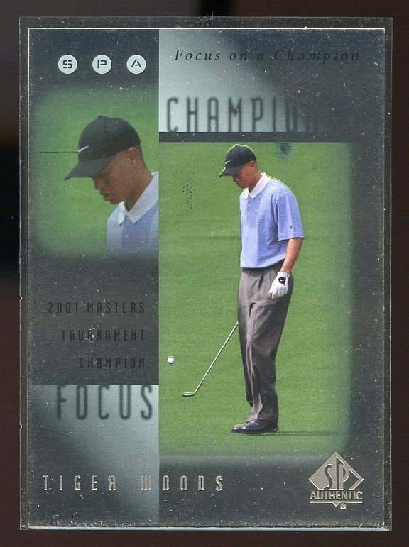 2001 Upper Deck SPA Focus on a Champion #FC6 Tiger Woods Masters Tournament Image 1