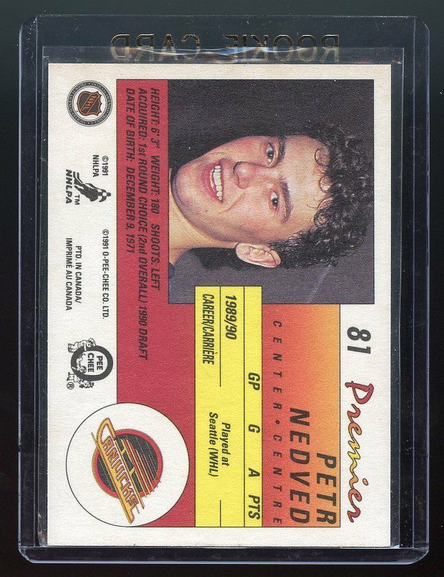 1990-91 OPC Premier #81 Peter Nedved Canucks Stars Rookie Card Image 2