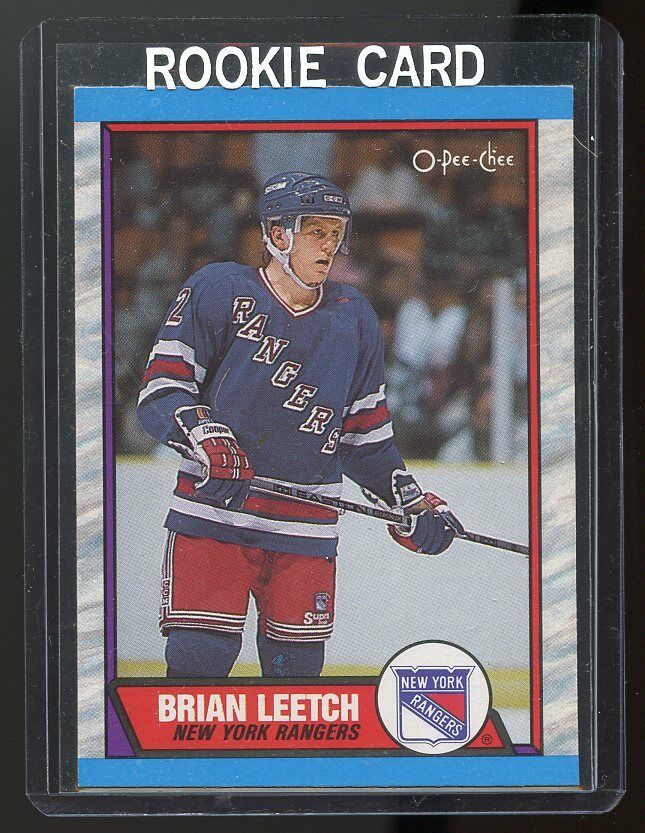 1989-90 O-Pee-Chee #136 Brian Leetch New York Rangers Rookie Card Image 1