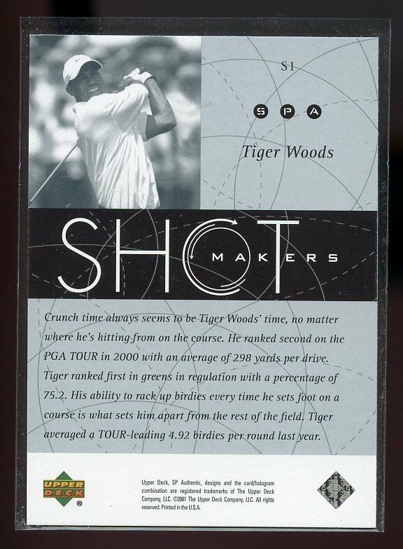 2001 Upper Deck SP Authentic Shot Makers #S1 Tiger Woods Image 2