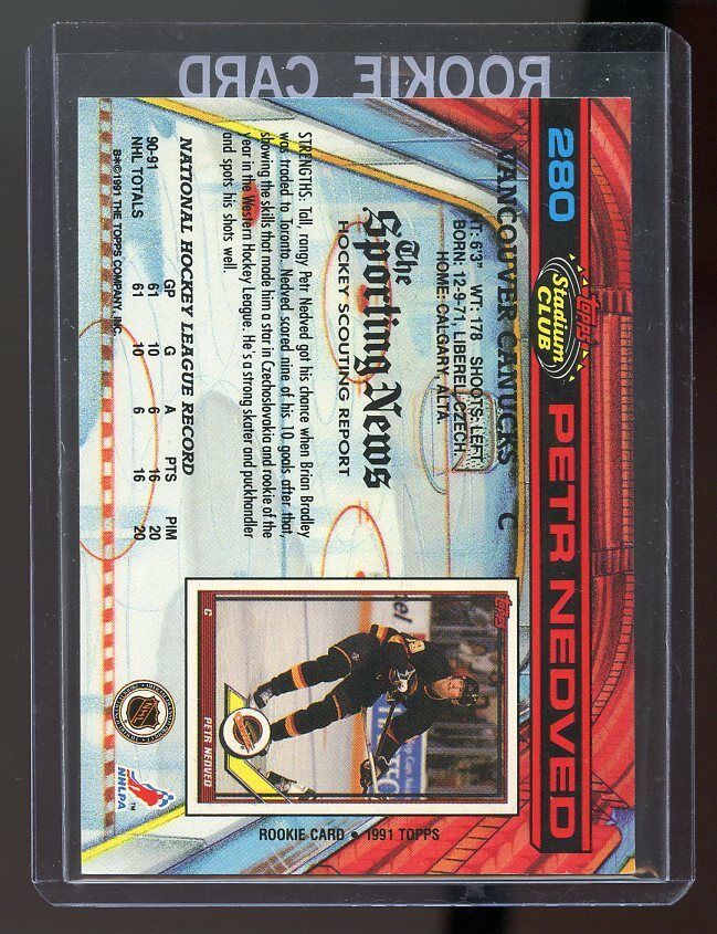 1991 Stadium Club #280 Petr Nedved Vancouver Canucks Rookie Card Image 2