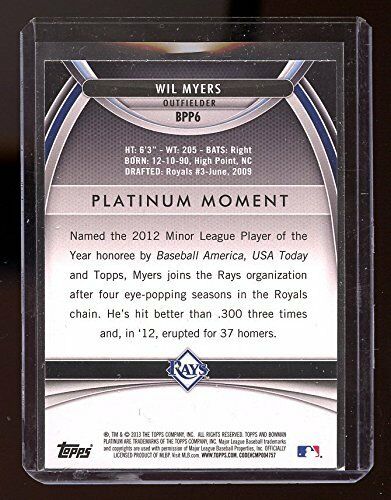 2013 Bowman Platinum Prospects #BPP6 Wil Myers Tampa Bay Rays Rookie Card Image 2