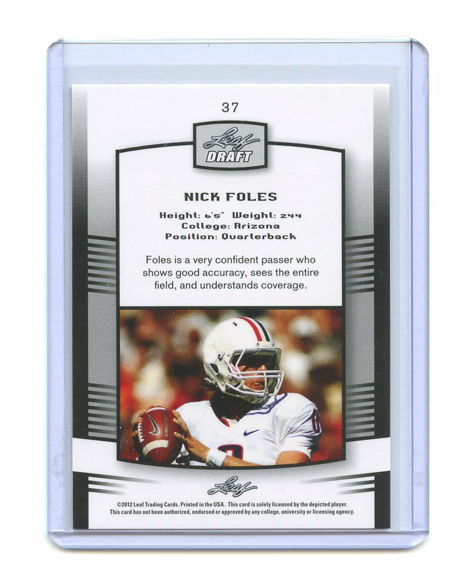 2012 Leaf Draft #37 Nick Foles Philadelphia Eagles Rookie Card Image 2