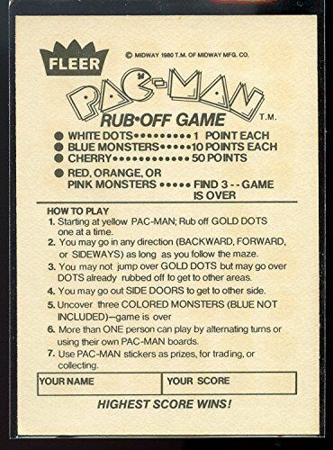 1980 Fleer Midway PAC-MAN Arcade Rub Off Game Card RARE Image 2