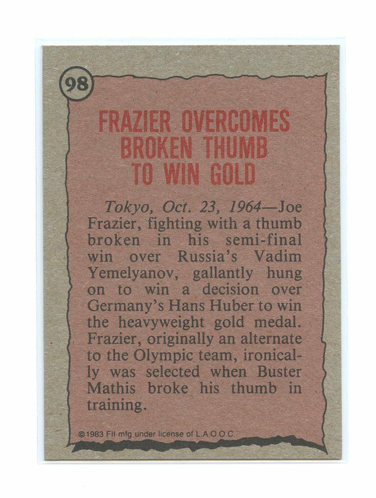 1983 Topps Greatest Olympians #98 Joe Frazier Boxing Biography Card Image 2