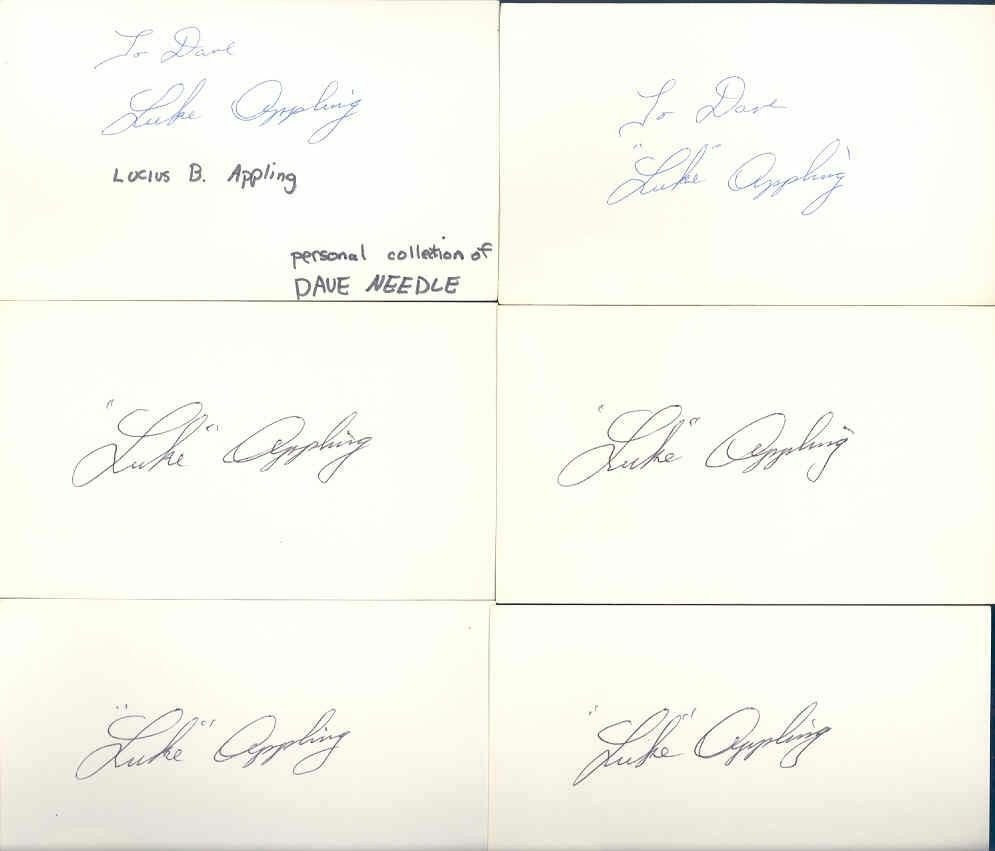 (6) Luke Appling White Sox 3x5 Index Autograph Signature Card JSA Authentic Image 1